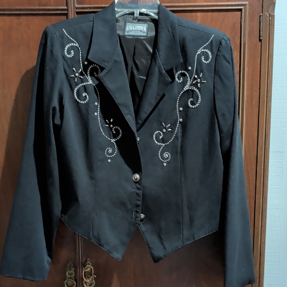Black Embellished Western Blazer